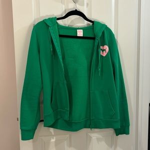 PINK SWEATSHIRT JACKET GREEN AND PINK GLITTER M